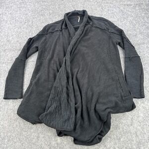 Free People Cardigan Sweater Womens XS Black Open Front Drape Knit Jacket